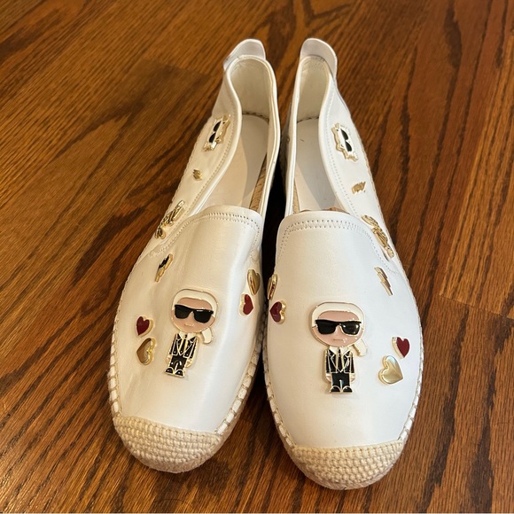 Karl Lagerfeld Michaela White Round Toe Slip-On Espadrilles | size 11 - Picture 3 of 8